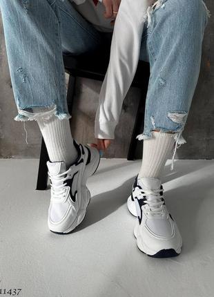 ☑ зручні кросівки на кожен день ☑ колір: білий+темно-синій8 фото
