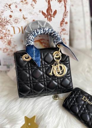 Женская сумка и кошелек dior lady. подарочный набор для женщин