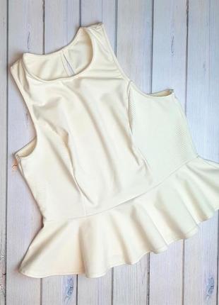 💥1+1=3 шикарная кремовая белая блуза блузка с баской, размер 50 - 525 фото