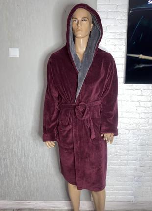 Мужской плюшевый халат с капюшоном next, xl1 фото