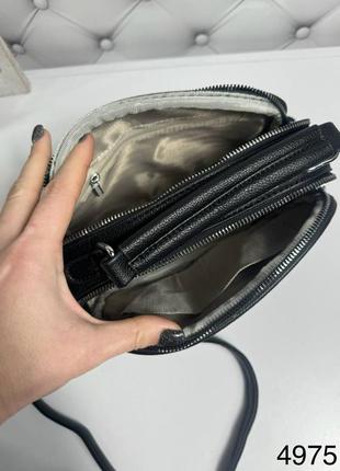 Женская стильная и качественная сумка рюкзак из эко кожи на 2 отдела черный10 фото