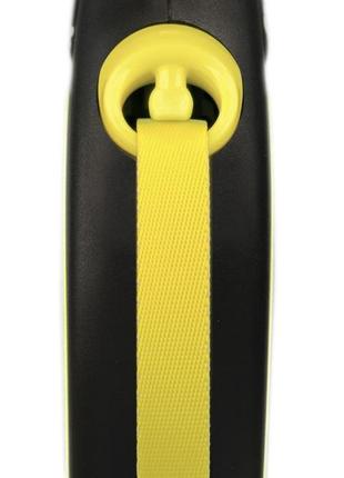 Flexi new neon l — поводок-рулетка светоотражающая для собак до 50 кг, лента, 5 м3 фото