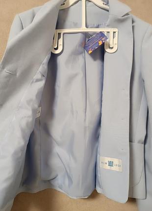 Голубой двубортный пиджак new look жакет блейзер8 фото