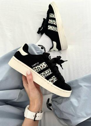 Женские кроссовки adidas campus black leopard адидас кампус