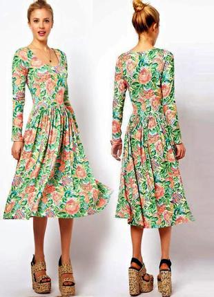Распродажа платье asos миди в винтажном стиле с гобеленовым принтом