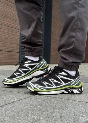 Мужские кроссовки salomon xt-6 black green lime