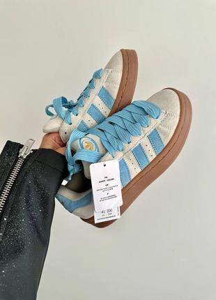 Женские кроссовки adidas campus light grey blue адидас кампус серого из голубого цвета