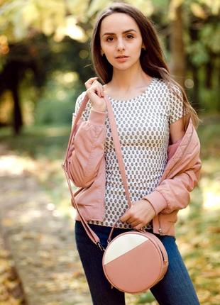 Жіноча кругла пудрова сумка через плече2 фото