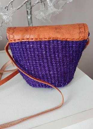 Плетена сумка сумочка із агави і шкіри шкіряна сумка / плетеная кожаная сумка2 фото