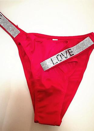 Женские трусики бразилиана со стразами victoria`s secret love