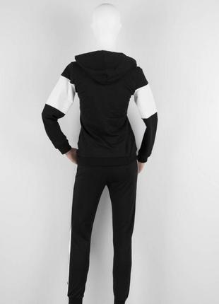 Стильный черный спортивный костюм батник с капюшоном надписью4 фото