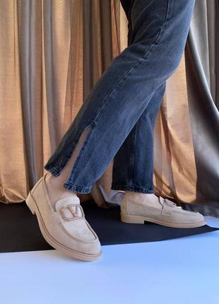 Стильні світлі лофери замшеві лофери лофери з замші класичні лофери лофери беж