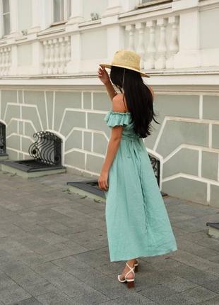Женское стильное качественное трендовое длинное макси муслиновое платье 100% талия хлопок регулирует5 фото