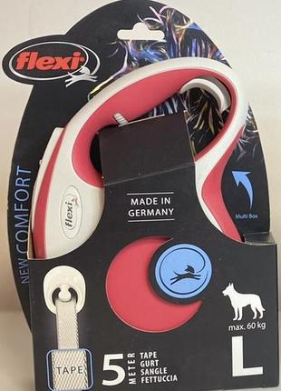 Flexi new comfort l — повідець-рулетка для собак до 60 кг, стрічка, 5 м