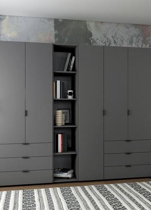 Шкаф для одежды в спальню гелар графит 231.9х49.5х203.4 распашной гардероб для спальни шкафы с этажеркой
