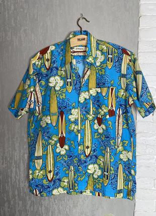 Яркая винтажная гавайская рубашка ecologica, m4 фото