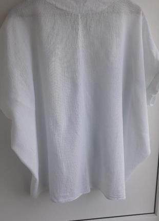 Sarah  льняная шикарная белая оверсайз блуза.лен,котон.4 фото