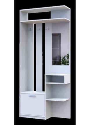 Передпокій з дзеркалом вішалка рів'єра біла 91,5 х 30 см х 203 см. меблі в передпокій для дому