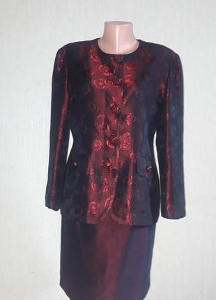 Роскошный французский винтажный бордовый костюм ретро vintage размер 4810 фото