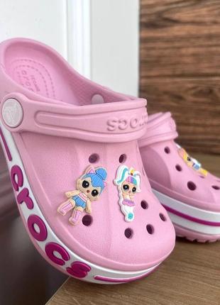 Дитячі крокси сабо crocs kids’ bayaband clog petal pink пудрові джибітси