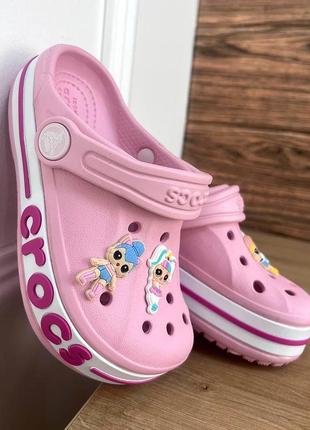 Дитячі крокси сабо crocs kids’ bayaband clog petal pink пудрові джибітси2 фото