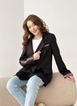 Пиджак вышиванка из эко-кашемира с длинным рукавом норма2 фото