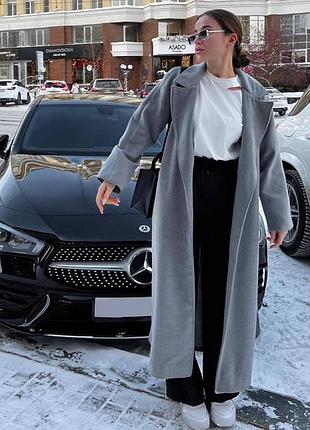 Классическое пальто миди чёрное серое карамель на запах с поясом утеплённое удлиненное кашемировое теплый кардиган кашемир old money весна осень