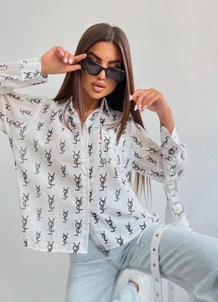 Блуза рубашка в стиле ysl белая шифон