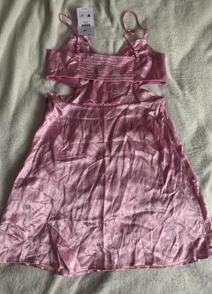 Шовкова рожева сукня  pull&amp;bear. l. дефект нова4 фото