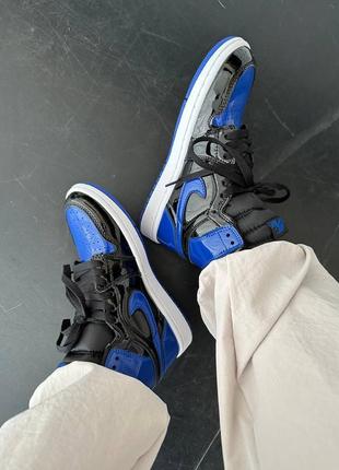 Женские кроссовки nike air jordan 1 retro patent royal blue джордан черного с синим цветами5 фото