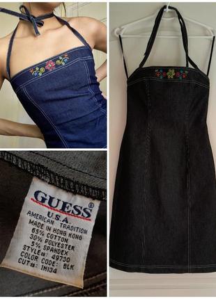 ✅силуэтное платье сарафан деним джинс коттон вышивка guess1 фото