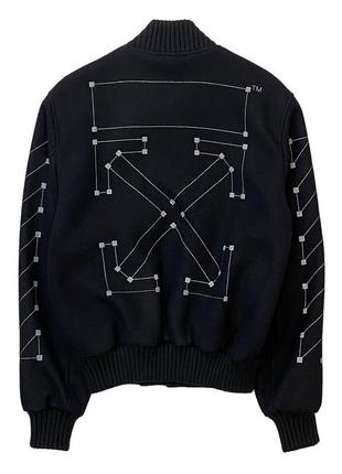 Off-white black embroidered skinny varsity bomber jacket3 фото