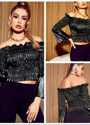 Кроп топ эко кожа