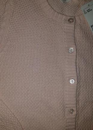 Кардиган, кофта вязанка, свитер на пуговицах пудра h&m в школу 8-10 лет 134/140 см7 фото