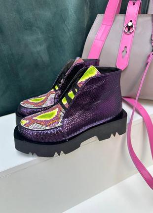 Эксклюзивные ботинки из итальянской кожи и замши женские