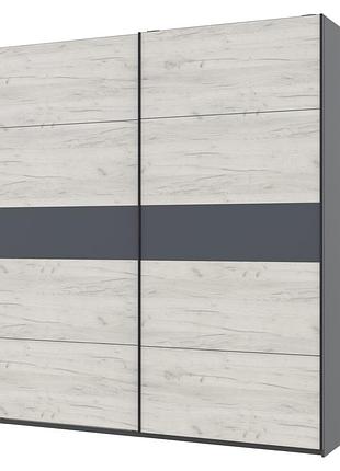 Шкаф купе doros g-caiser графит дуб крафт белый/вставка графит 2 дсп / 4 части 200х60х240 (42005067)