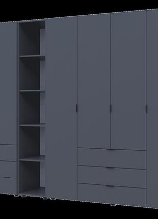 Шкаф для одежды в спальню гелар графит 270.7х49.5х203.4 распашной гардероб для спальни шкафы этажерка