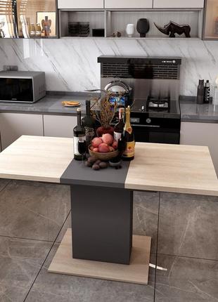 Кухонный стол раскладной бостон дуб сонома и графит 150 см х 70 см х 79 см обеденный. столы трансформеры4 фото