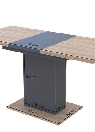 Кухонний стіл розкладний бостон дуб сонома і графіт 150 см х 70 см х 79 см обідній. столи-трансформери6 фото