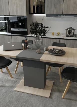 Кухонний стіл розкладний бостон дуб сонома і графіт 150 см х 70 см х 79 см обідній. столи-трансформери8 фото