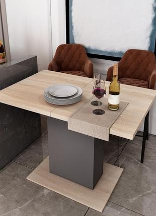 Кухонний стіл розкладний бостон дуб сонома і графіт 150 см х 70 см х 79 см обідній. столи-трансформери5 фото