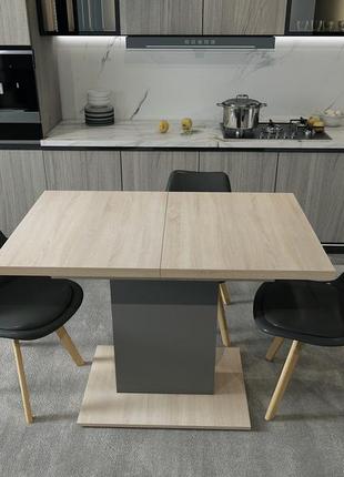 Кухонний стіл розкладний бостон дуб сонома і графіт 150 см х 70 см х 79 см обідній. столи-трансформери7 фото