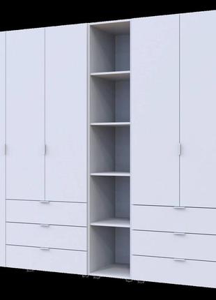 Шкаф для одежды в спальню гелар белый 231.9х49.5х203.4 распашной гардероб для спальни комплект с этажеркой