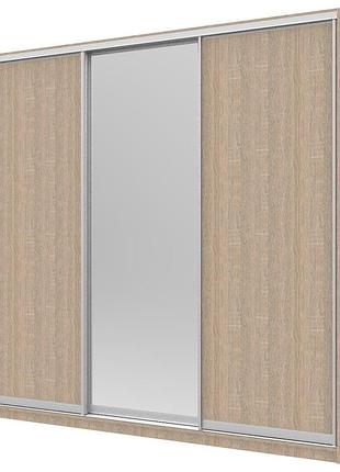 Шкаф купе doros сити 24 дуб cонома 2 дсп / 1 зеркало 238х60х240 (42002078)