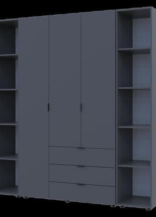 Шкаф для одежды в спальню гелар графит 192.6х49.5х203.4 распашной гардероб для спальни шкафы с этажерками
