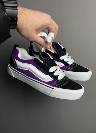 Крутые женские кеды vans knu skool purple black white фиолетовые с чёрным