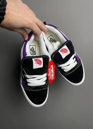 Крутые женские кеды vans knu skool purple black white фиолетовые с чёрным4 фото