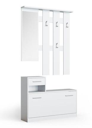 Передпокій вішалка з дзеркалом alice білий 100 см х 25 см х 182,9 см. комплект для передпокою дзеркало вішалки