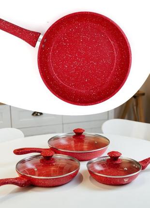 Набор сковородок с мраморным покрытием с крышками5 фото