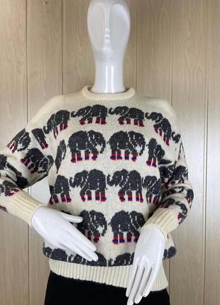 Шерстяной свитер со слонами borderglen